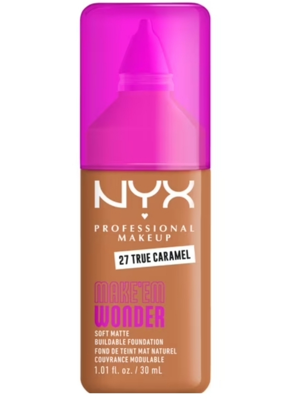 NYX Make 'Em Wonder Soft Matte Foundation - 27 True Caramel (Pink Cap)